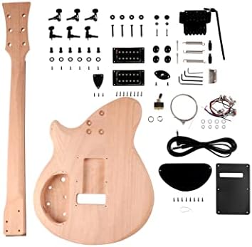 DIY Electric Guitar Kit Beginner Kit Right Handed Mahogany Body | Mahogany Neck, Rosewood Fretboard, 6 String, Black Hardware, Build Your Own Guitar