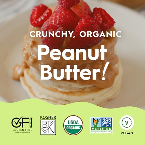 Once Again Organic Crunchy Peanut Butter No Sugar Added - Single Ingredient, Unsalted, Natural Peanut Butter No Palm Oil - Glass Jar, Non-GMO, Gluten Free - Chunky, Unsweetened - 1 Jar (16 oz)