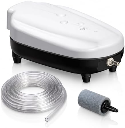 0.15 CFM Air Pump for Aquariums, Quarantine Tanks & Ponds to 500 Gallons | Whisper quiet oil-free design