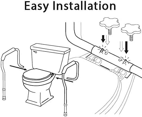 Carex Toilet Safety Rails, Adjustable and Detachable Toilet Safety Frame with Handles for Elderly, Handicap, or Disabled