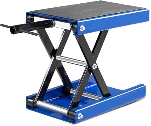 SUNROAD 1100 lb Motorcycle Scissor Lift Jack, Red | Compact Quick Lift Stand, For Dirt Bikes, ATVs & Scooters, Center Jack, For Home Garage & Track Maintenance