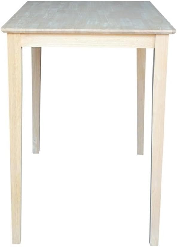International Concepts Table Top Solid with Wood Bar Height Shaker Legs, 30 by 48-Inch, Unfinished