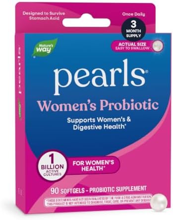 Nature's Way Women's Probiotic Pearls, Supports Vaginal Health*, 30 ct | Supports Vaginal & Digestive Health*, 1 Billion Live Cultures, Protects Against Occasional Bloating & Constipation*, Softgels