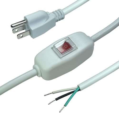 FILSHU 6ft 18 Gauge 3 Prong AC Power Cord with On Off Switch
