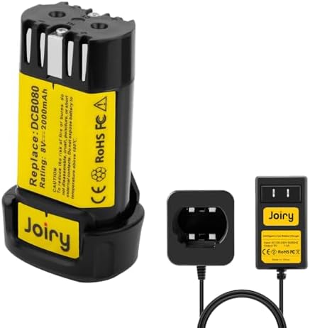 Joiry 8V 2000mAh Li-ion Replacement Battery with Higher Safety & Longer Runtime - Compatible with Dewalt DCB080, DW4390, DCF680N1, DCF680N2 DCF680G2 Cordless Power Tools (1-Pack)
