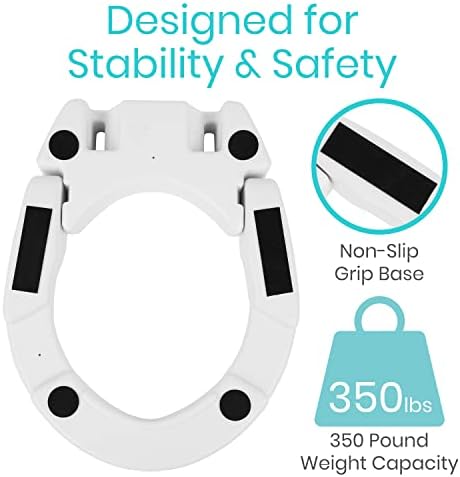 Vive Raised Toilet Seat - 5" Portable, Elevated Toilet Seat Riser | Extender - Elongated and Standard Fit Commode Lifter - Bathroom Safety Extender Assists Disabled, Elderly, Seniors