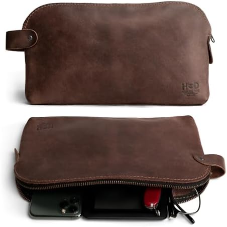 Hide & Drink, Large Rustic All Purpose Utility Bag for Cords & Chargers, Travel Bag, Multi-Purpose Bag, Full Grain Leather