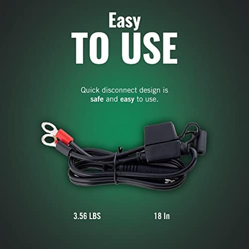 Battery Tender Ring Terminal Harness Accessory Cable - 18 inch Cord Adapter with SAE Quick Disconnect - Easy Quick Convenient for Motorcycles, Cars, ATVs and More - 081-0069-6