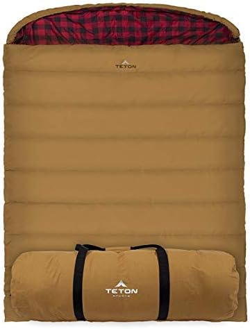 Teton Mammoth Queen Size Double Sleeping Bag- A Warm Bag the Whole Family can Enjoy – Great for Camping, Hunting and Base Camp. Compression Sack Included