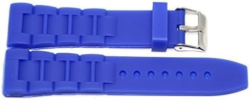 26MM BRIGHT BLUE RUBBER SILICONE COMPOSITE LINK STRAP WATCH BAND FITS INVICTA