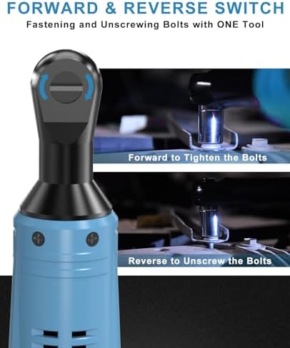 Cordless Electric Ratchet Wrench Kit,40Ft-lb 3/8" Power Ratchet Wrench 1-Hour Fast Charge,2 Packs 2000MA Lithium-Lon Battery,1/4 Adaptor,Extension Bar