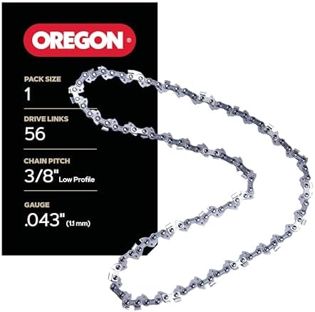 Oregon Chainsaw Chain for 16" Bar, 3/8" LP, .043" Gauge, 56 Drive Links | Low-Kickback Replacement Saw Chain, Fits Greenworks, Makita, Ego