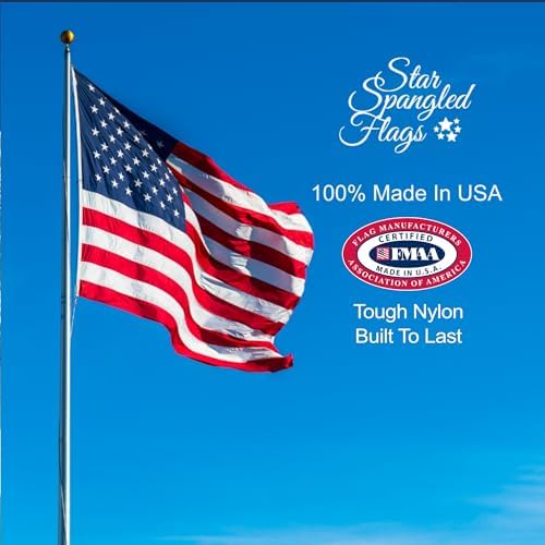 American Flag 4x6-100% Made In USA using Tough, Long Lasting Nylon Built for Outdoor Use, Featuring Embroidered Stars and Sewn Stripes plus Superior Quadruple Stitching on the Fly End