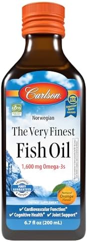 Carlson The Very Finest Fish Oil, 1600 mg, Omega-3s, 200 mL (6.7 Fl Oz) | Lemon; Liquid Fish Oil Supplement; Norwegian Fish Oil; Wild Caught; Sustainably Sourced Fish Oil Liquid