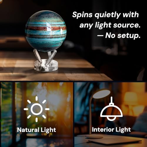 MOVA Self Rotating Globe, Jupiter Classic (4.5") | solar powered globe, no batteries or cords, gift for astronomy lovers, premium kinetic display, space desk decor
