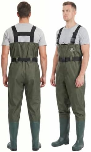 Waders for Men Waterproof Women Fishing Chest Wader with Boots | 2-Ply Nylon/PVC, for hunting & fishing, with boot hanger