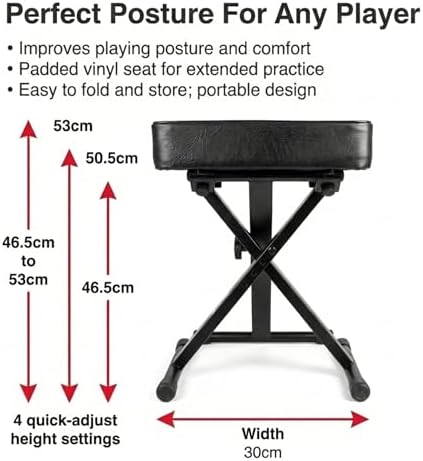RockJam RJKBB100 Adjustable Padded Piano Bench