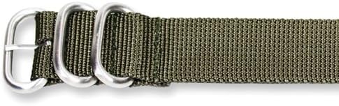 Military Ballistic Nylon Watch Band With Silver Tone Buckle-Choice of Color (Black, Brown, Olive, Black/Grey, Orange, Grey) & Width (18mm, 20mm, 22mm, 24mm, 26mm)