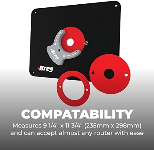 Kreg Precision Router Table Insert Plate - Predrilled for Triton MOF001 and TRA001 Routers - Level-Loc Rings - PRS4034