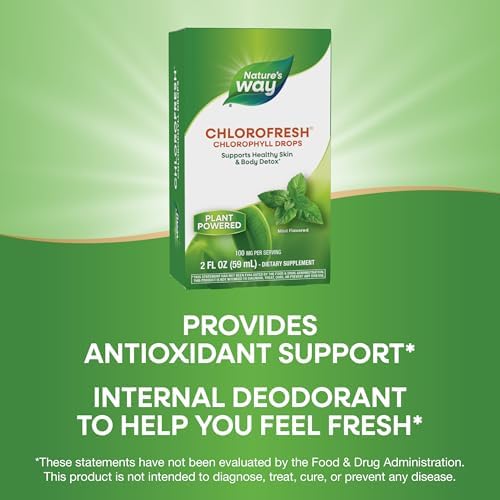 Nature's Way Chlorofresh Chlorophyll Drops, Mint Flavored, 2 Fl Oz | Supports Detox Pathways*, Liquid Chlorophyllin Copper Complex