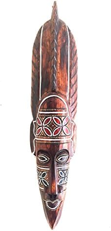 OMA African Mask Wall Hanging Decor Wooden Hand Crafted Tiki Mask God Of Power & Fortune Tribal Home Decor Gift (Power & Fortune)
