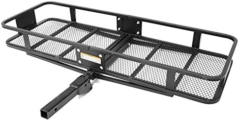 MaxxHaul 70103 500 lb. Capacity Steel Hitch Mount Folding Cargo Carrier Mesh Basket Fits 2 inch Hitch Receiver 60 x 21 x 6.5 in For Car SUV Pickup