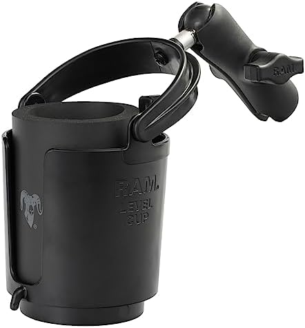 RAM MOUNTS Level Cup Self-Leveling Drink Holder with Medium B Size Arm | Holds drinks up to 16 oz, compatible with RAM Mounts B Size 1" components
