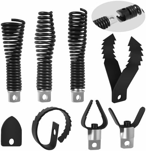 9Pcs Drain Snake Drill Attachment for 50FT-100FT Drain Machines | Cutter and Auger Set with Storage Case