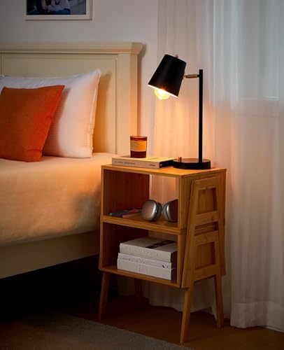 Pipishell Nightstands Set of 2, Bamboo Stackable Bedside Table, Night Stands with Storage Shelf, Small Bed Side Tables, 2-Tier End Table for Bedroom
