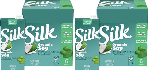 Silk Shelf-Stable Organic Soy Milk, Unsweetened, Dairy-Free, Vegan, Non-GMO Project Verified,32 Fl Oz(Pack of 6)