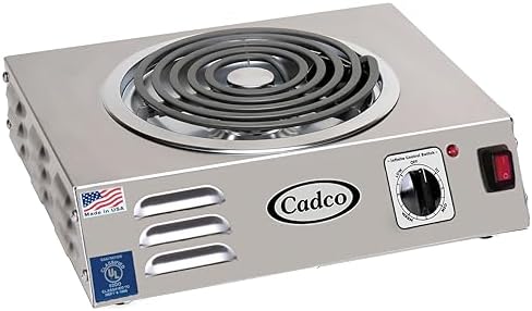 Cadco CSR-3T 14" Portable Electric Hot Plate, 1500W, 120V, Stainless Steel