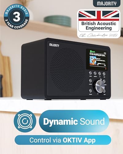 Internet Radio for Home with WiFi and FM | DSP Speaker Perfect for Bedroom, Kitchen, and Living Room Use | FM, Spotify Connect, Multi-Alarm