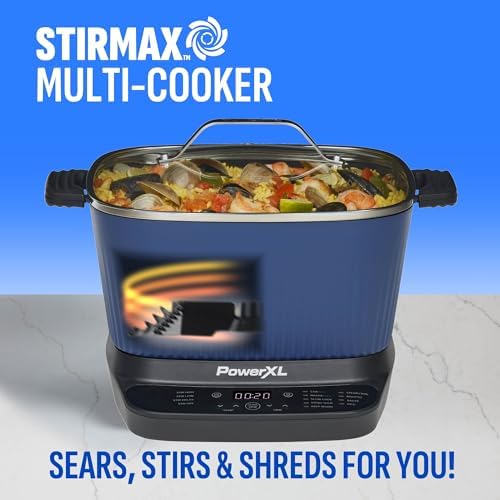 STIRMAX PLUS 7.5QT Digital Multi-Cooker with Auto Stir | 9-in-1 multicooker with automatic stirring, sauté, sear and 7.5QT family-size capacity.