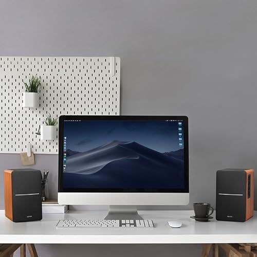 Edifier R1280DB Powered Bluetooth Bookshelf Speakers - Optical Input - Wireless Studio Monitors - 4 Inch Near Field Speaker - 42W RMS - Wood Grain (Black)