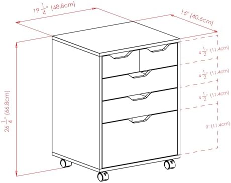 Winsome Halifax Mobile Storage Cabinet with 5 Drawers, White | Stylish & Functional Home Storage Cabinet for Filing, Kitchen Organization