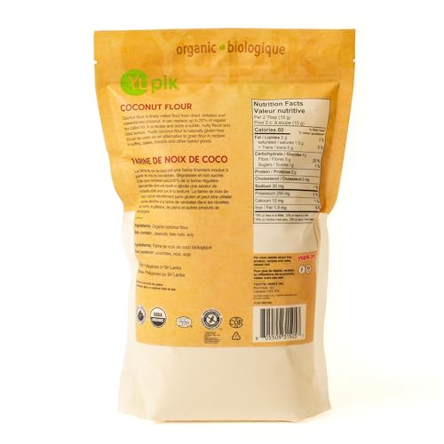 Yupik Organic Coconut Flour 2.2 lb (35.2 oz), USDA Certified, Gluten-Free, GMO-Free, Raw, Vegan, Low-Calorie, Finely Milled, Wheat Alternative & Grain Meal, Ideal for Baking & Cooking