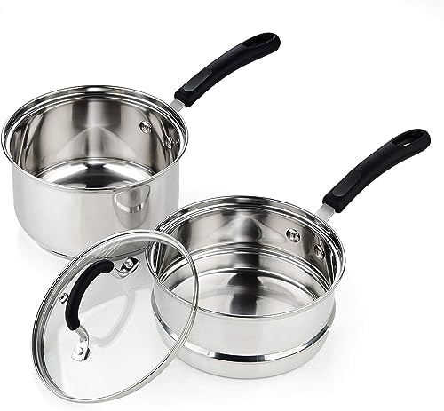 Cook N Home Double Boiler Set 1.5 Qt Insert & 2 Qt Stainless Steel Saucepan