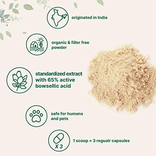 Organic Boswellia Serrata Extract Powder, 8 Ounce, Pure Boswellia Supplement with 65% Boswellic Acid, Supports Joints, Knees and Bones Health, Non-GMO
