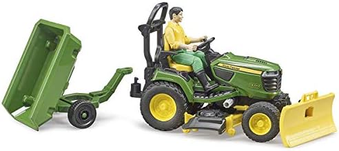 Bruder 09824 bworld John Deere Lawn Tractor w Trailer and Gardener
