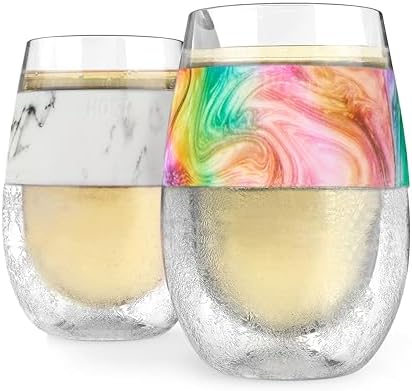 Host Wine Freeze Cup Set of 2 - Plastic Double Wall Insulated Drink Cup, Freezable Vacuum Insulated Wine Glasses, 8.5 oz Blue