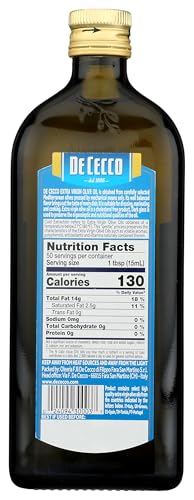 De Cecco Extra Virgin Olive Oil, Classico, Cold Extraction, Great for Cooking & Smooth Taste, 16.9 Fl Oz