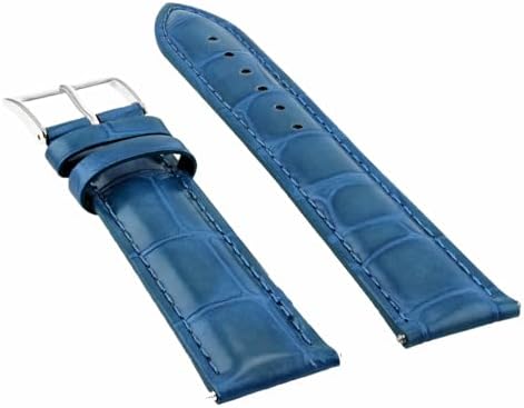 Ewatchparts 19mm Light Blue Italian Leather Replacement Watch Strap Silver Buckle Compatible With Invicta Russian Diver