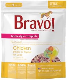 Bravo! Homestyle Complete Freeze Dried Raw Dog Food, Beef, 2 Pounds | Whole Food Ingredients, Rehydrate with Water for Up To 9 Pounds of Food, Use as Meal or Food Topper, Grain Free, Gluten Free