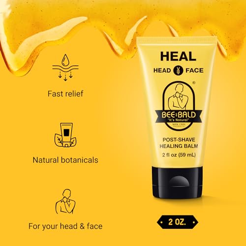 Bee Bald HEAL Aftershave for Men, Calm & Soothes, After Shave Balm, 2 fl oz | Immediately Calms & Soothes Irritated Skin. Treats Razor Burn, Redness, Bumps on Head or Face. Perfect For Sensitive Skin.