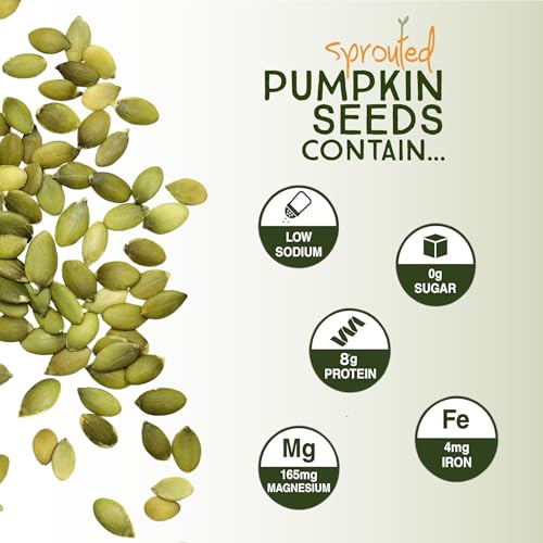 Harvested For You Sea Salted Sprouted Pumpkin Seeds, 22oz Bag, Non GMO, Paleo, Gluten Free, Vegan, Organic, Plant Based, Keto
