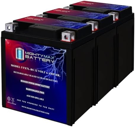 Mighty Max Battery YTX7L-BS -12 Volt 6 AH, 100 CCA, Rechargeable Maintenance Free SLA AGM Motorcycle Battery