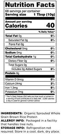 Terrasoul Superfoods Organic Sprouted Brown Rice Protein Powder, 1.5 Pounds