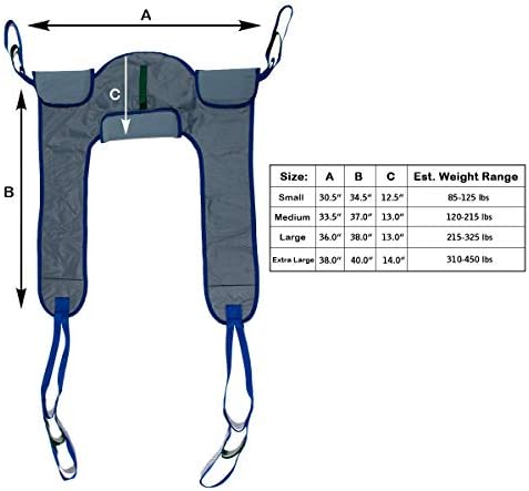 Patient Aid Toileting Sling for Hoyer Patient Lifts, Padded Hoyer Sling