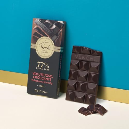 Venchi - Barrel-Aged 80% Extra Dark Chocolate Bar, 2.46 oz - Made from Select Cocoa Blends - Gluten Free - Vegan