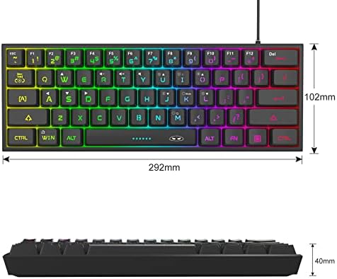 MageGee Mini 60% Gaming Keyboard, RGB Backlit 61 Key Ultra-Compact Keyboard
